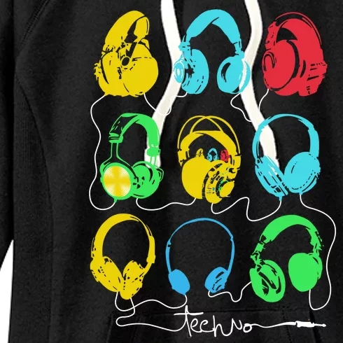 Techno Music Headphones Women's Fleece Hoodie