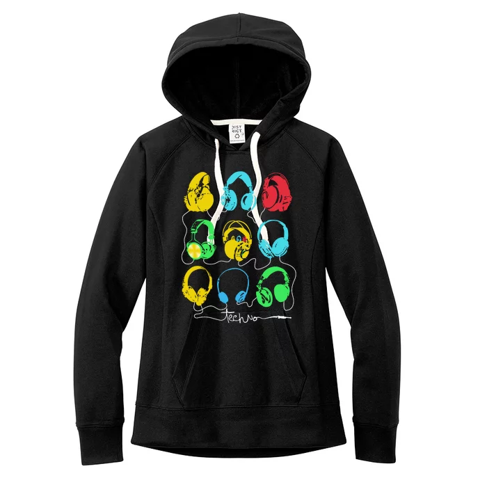 Techno Music Headphones Women's Fleece Hoodie