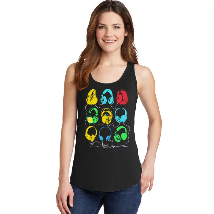 Techno Music Headphones Ladies Essential Tank