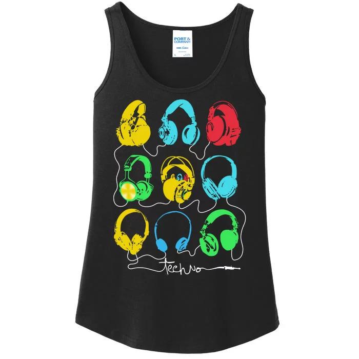 Techno Music Headphones Ladies Essential Tank