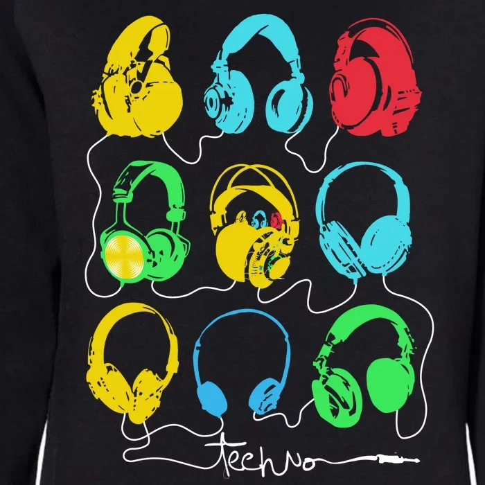 Techno Music Headphones Womens California Wash Sweatshirt