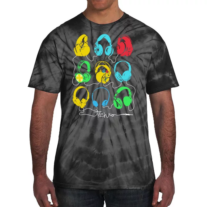 Techno Music Headphones Tie-Dye T-Shirt