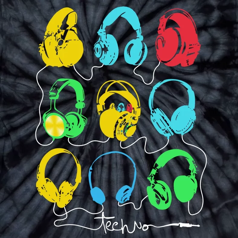 Techno Music Headphones Tie-Dye T-Shirt