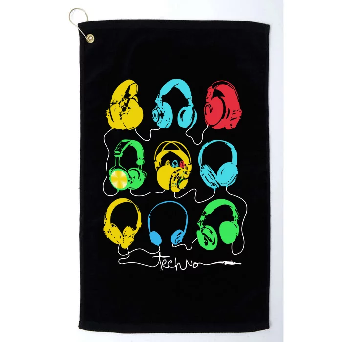 Techno Music Headphones Platinum Collection Golf Towel