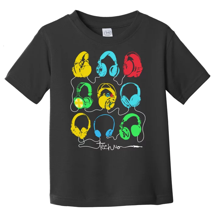 Techno Music Headphones Toddler T-Shirt