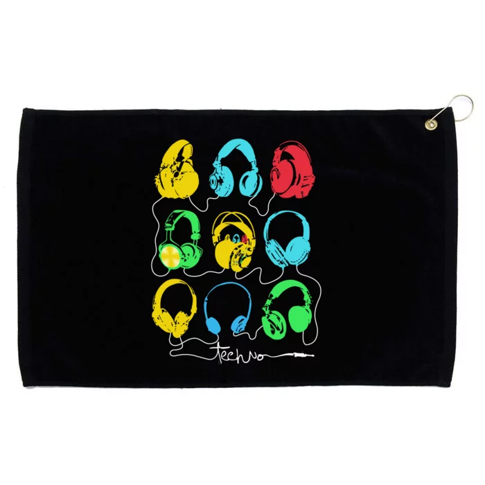 Techno Music Headphones Grommeted Golf Towel