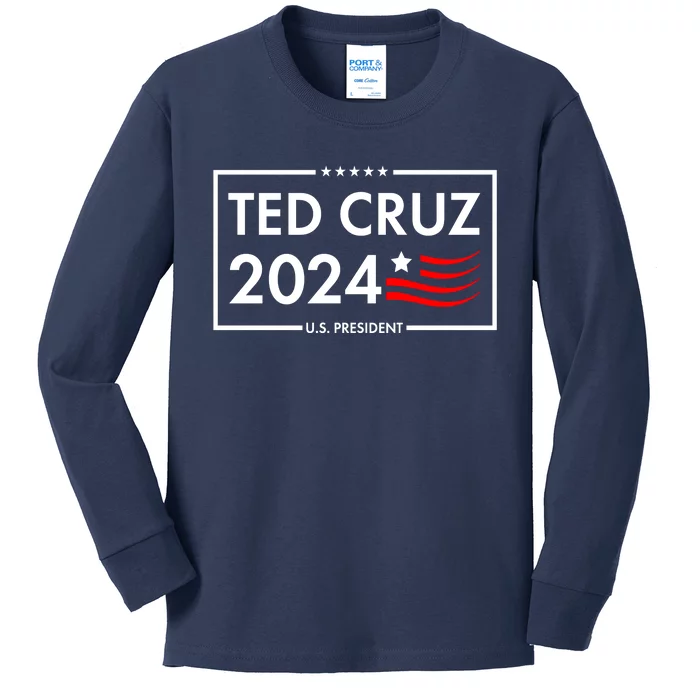 Ted Cruz 2024 For President Logo Kids Long Sleeve Shirt