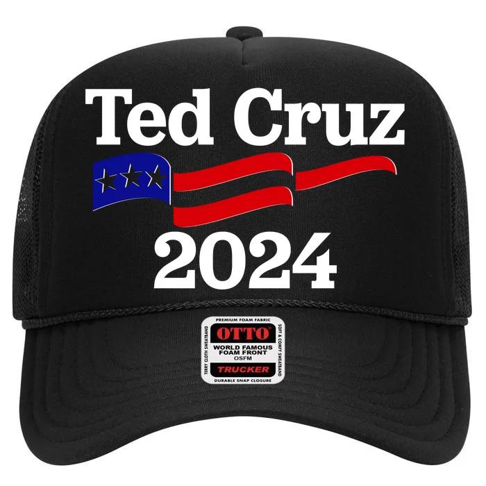 Ted Cruz For President 2024 Election Flag High Crown Mesh Trucker Hat