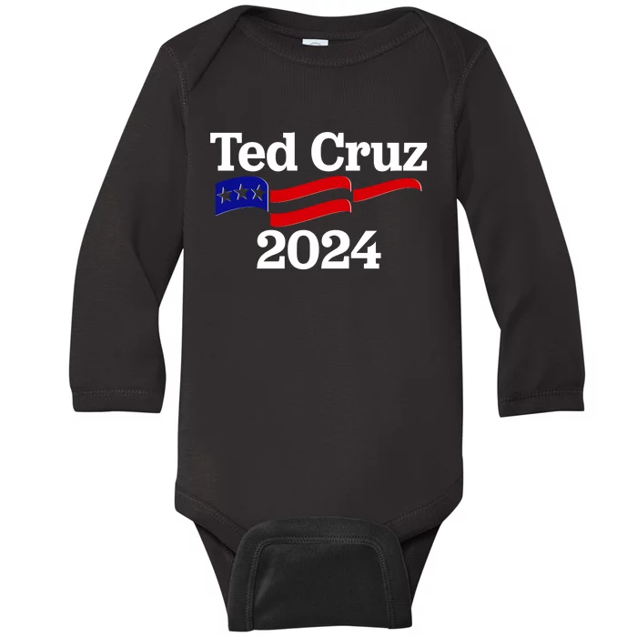 Ted Cruz For President 2024 Election Flag Baby Long Sleeve Bodysuit