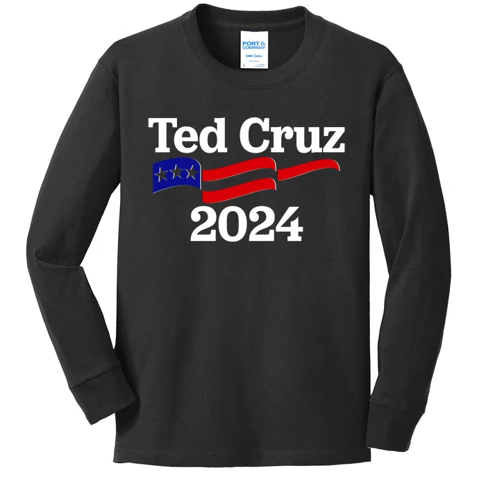 Ted Cruz For President 2024 Election Flag Kids Long Sleeve Shirt