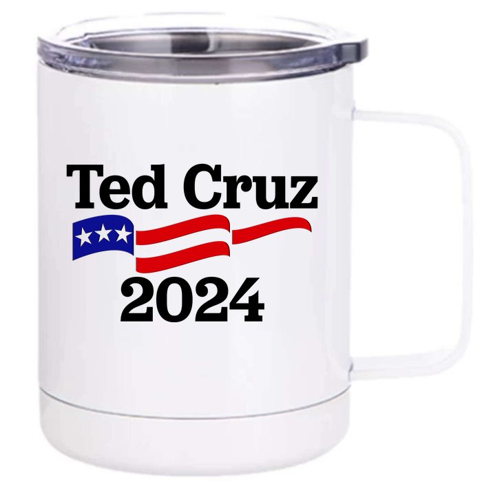 Ted Cruz For President 2024 Election Flag Front & Back 12oz Stainless Steel Tumbler Cup