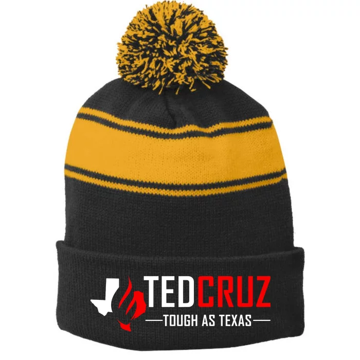 Ted Cruz Tough As Texas Stripe Pom Pom Beanie