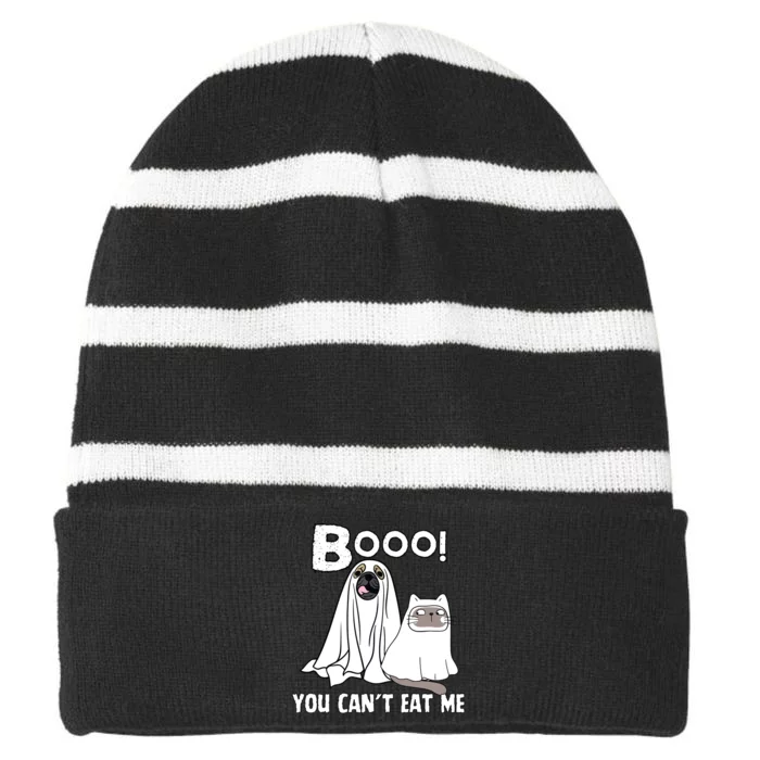 TheyRe Eating Dogs And Cats And Pets Funny Halloween 2024 Striped Beanie with Solid Band