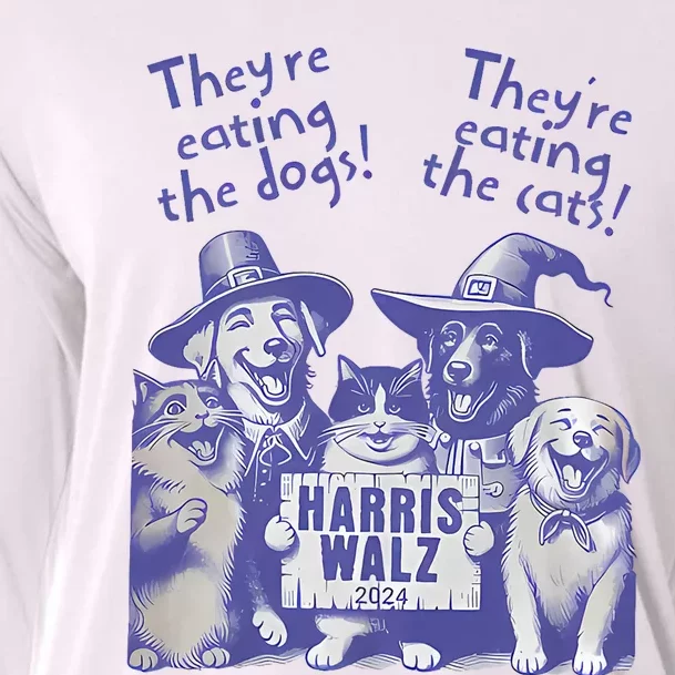 TheyRe Eating Dogs! TheyRe Eating Cats! Vote Kamala Harris Cooling Performance Long Sleeve Crew