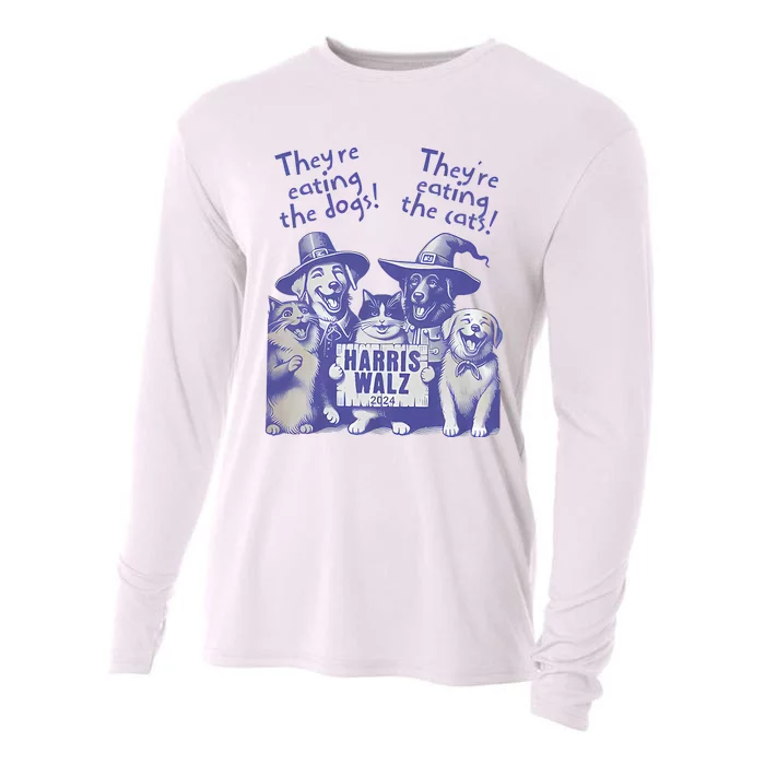 TheyRe Eating Dogs! TheyRe Eating Cats! Vote Kamala Harris Cooling Performance Long Sleeve Crew