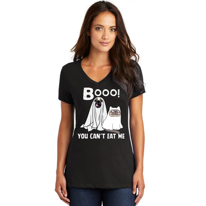 TheyRe Eating Dogs And Cats And Pets Funny Halloween 2024 Women's V-Neck T-Shirt