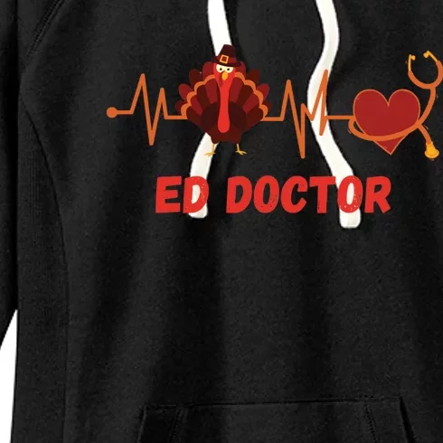 Thanksgiving Ed Doctor Heartbeat Stethoscope Turkey Medical Funny Gift Women's Fleece Hoodie