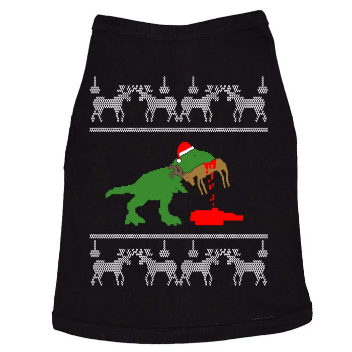 Trex Eating Deer Hunter Ugly Christmas Doggie Tank