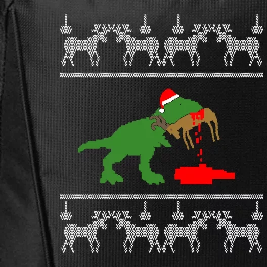 Trex Eating Deer Hunter Ugly Christmas City Backpack