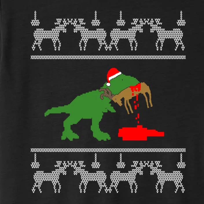 Trex Eating Deer Hunter Ugly Christmas ChromaSoft Performance T-Shirt