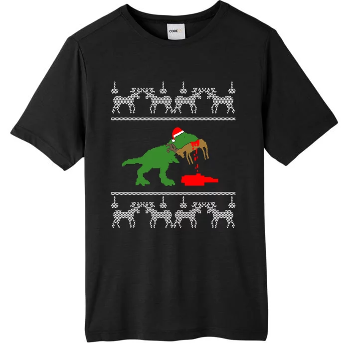 Trex Eating Deer Hunter Ugly Christmas ChromaSoft Performance T-Shirt