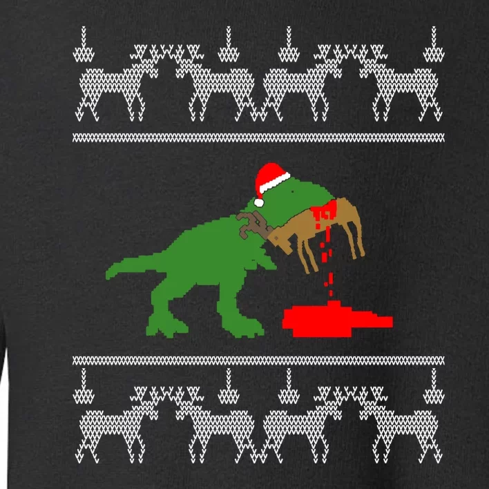 Trex Eating Deer Hunter Ugly Christmas Toddler Sweatshirt