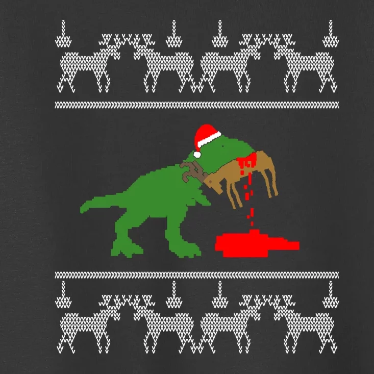 Trex Eating Deer Hunter Ugly Christmas Toddler T-Shirt