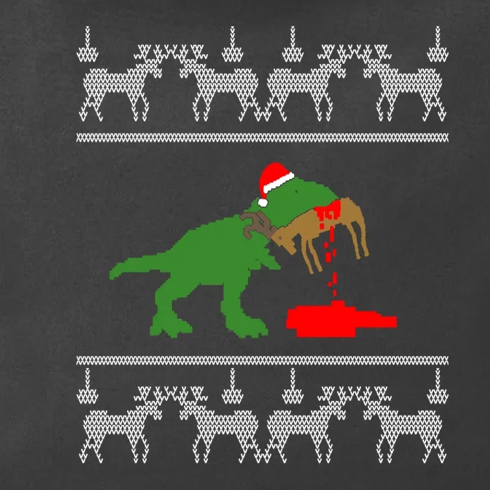 Trex Eating Deer Hunter Ugly Christmas Zip Tote Bag