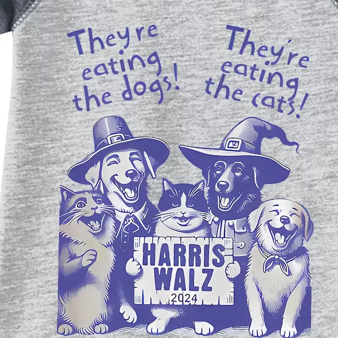 TheyRe Eating Dogs! TheyRe Eating Cats! Vote Kamala Harris Infant Baby Jersey Bodysuit