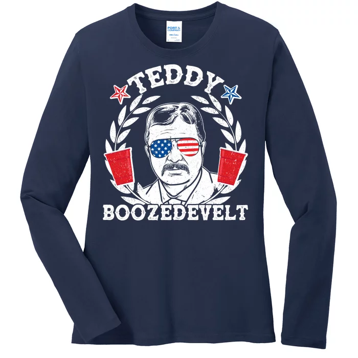 Teddy Boozedevelt USA Beer Party Ladies Long Sleeve Shirt