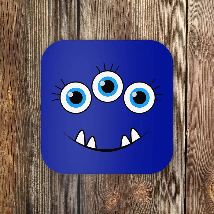 Three Eyed Eyeballs Monster Face Funny Halloween Cute Coaster