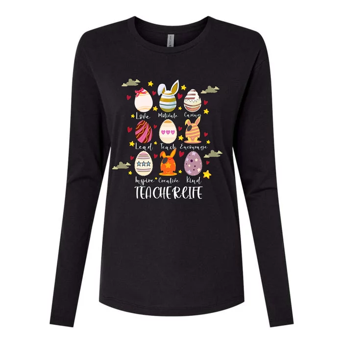 Teacher Egg Easter Day Teacher Life Cute Teacher Life Gift Idea Womens Cotton Relaxed Long Sleeve T-Shirt