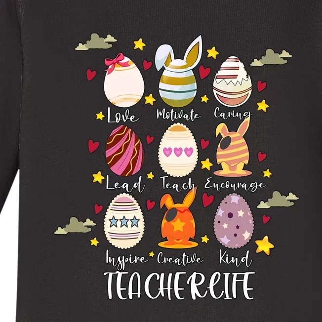 Teacher Egg Easter Day Teacher Life Cute Teacher Life Gift Idea Baby Long Sleeve Bodysuit