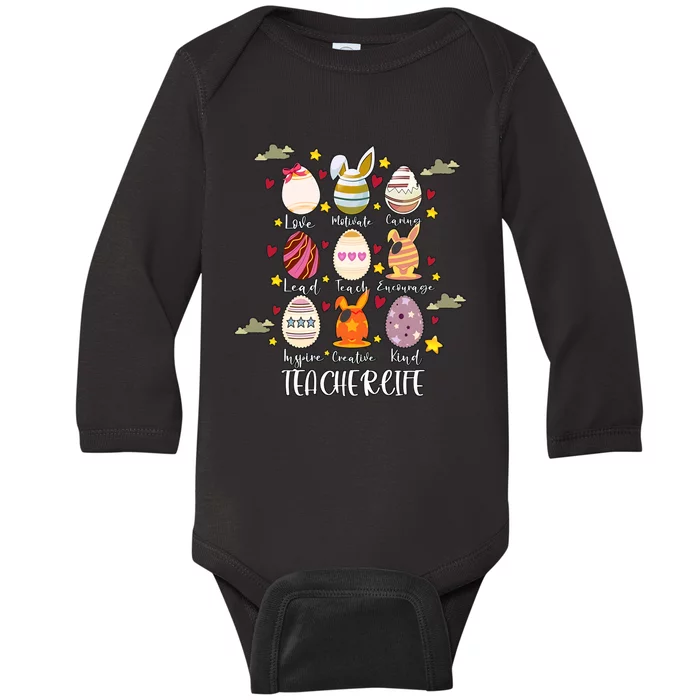 Teacher Egg Easter Day Teacher Life Cute Teacher Life Gift Idea Baby Long Sleeve Bodysuit