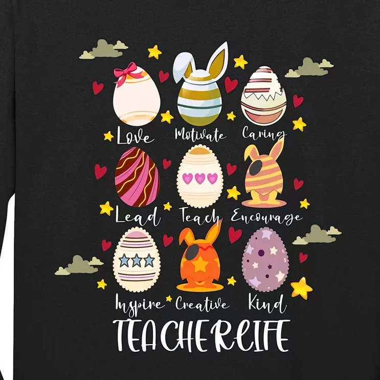 Teacher Egg Easter Day Teacher Life Cute Teacher Life Gift Idea Tall Long Sleeve T-Shirt