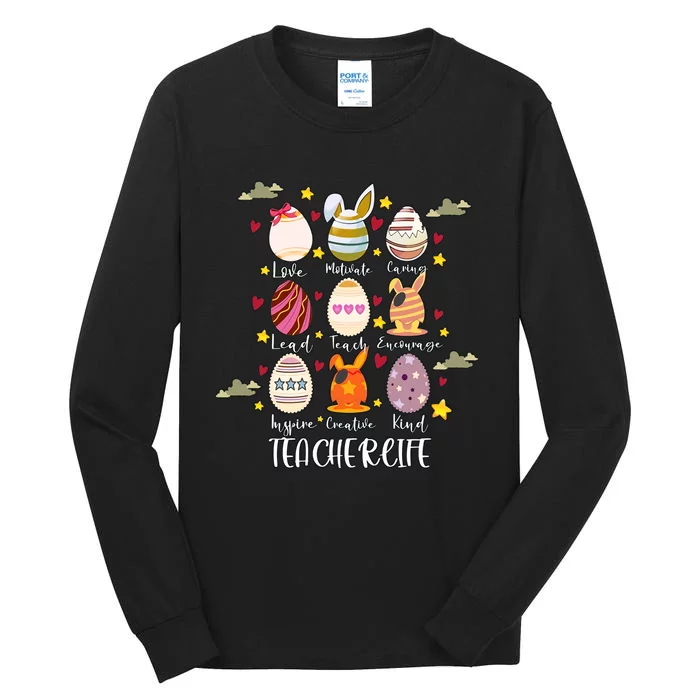 Teacher Egg Easter Day Teacher Life Cute Teacher Life Gift Idea Tall Long Sleeve T-Shirt