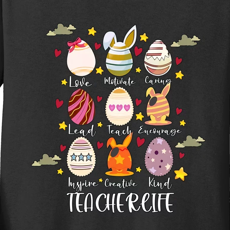 Teacher Egg Easter Day Teacher Life Cute Teacher Life Gift Idea Kids Long Sleeve Shirt