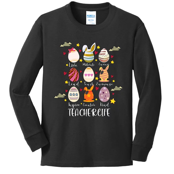 Teacher Egg Easter Day Teacher Life Cute Teacher Life Gift Idea Kids Long Sleeve Shirt