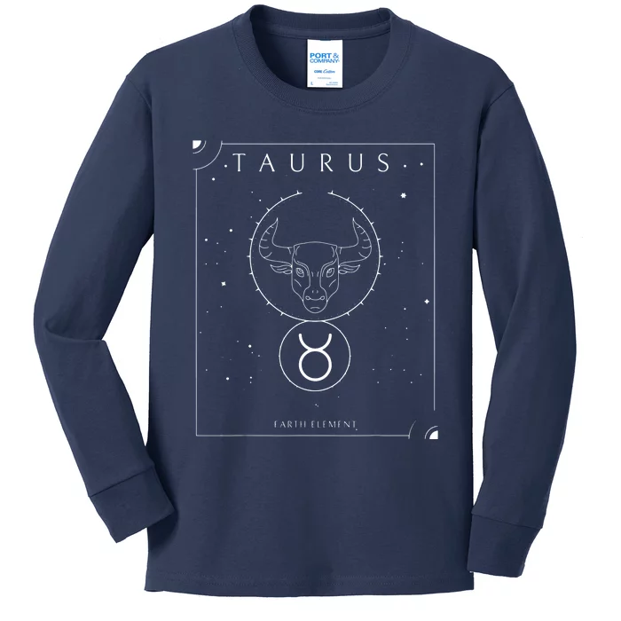 Taurus Earth Element Zodiac Kids Long Sleeve Shirt