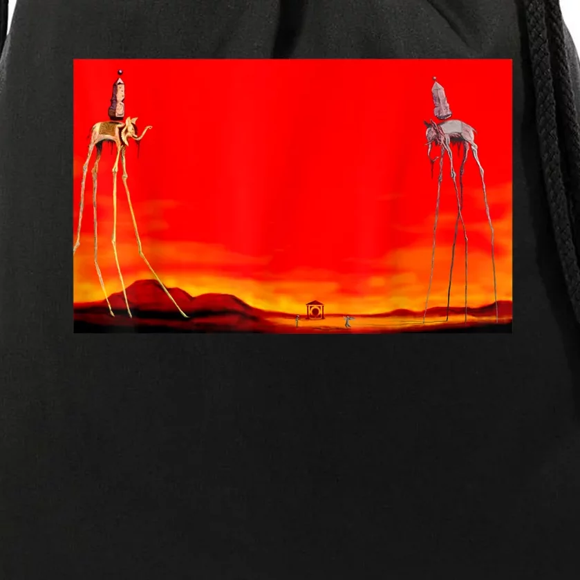 The Elephants Famous Painting By Dali Drawstring Bag