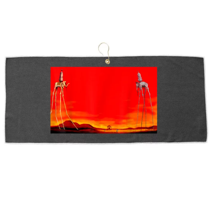 The Elephants Famous Painting By Dali Large Microfiber Waffle Golf Towel