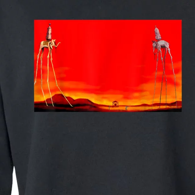 The Elephants Famous Painting By Dali Cropped Pullover Crew