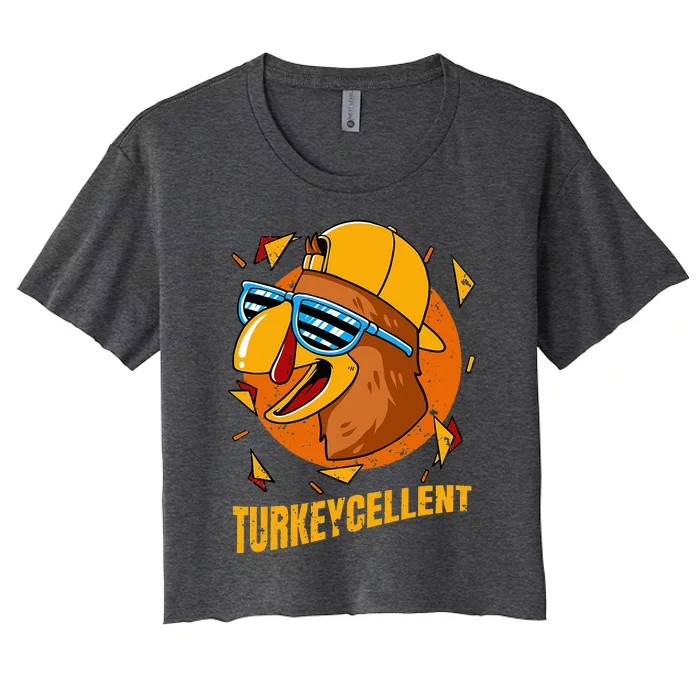 Turkey Excellent Funny Thanksgiving Day Women's Crop Top Tee