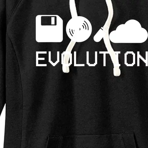 Technology Evolution Floppy Disk To The Cloud Women's Fleece Hoodie