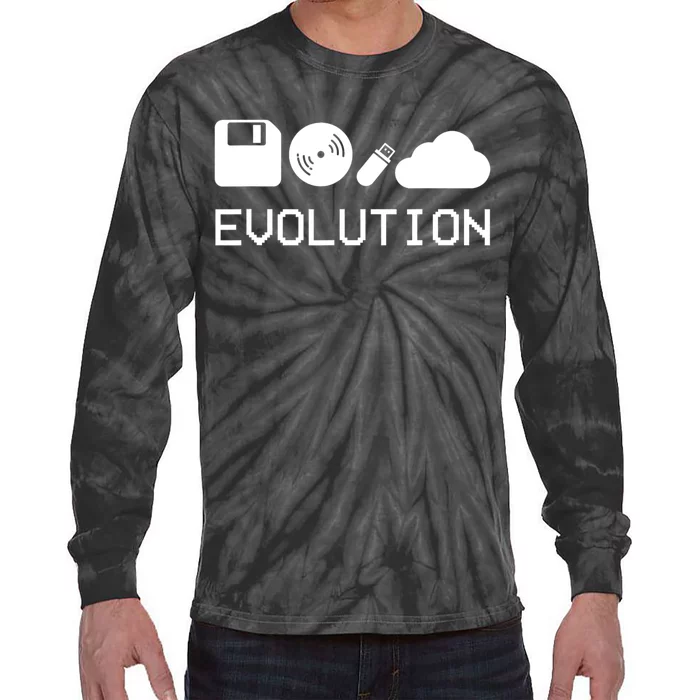 Technology Evolution Floppy Disk To The Cloud Tie-Dye Long Sleeve Shirt