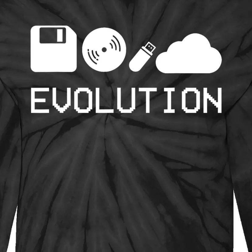 Technology Evolution Floppy Disk To The Cloud Tie-Dye Long Sleeve Shirt