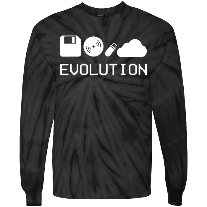 Technology Evolution Floppy Disk To The Cloud Tie-Dye Long Sleeve Shirt