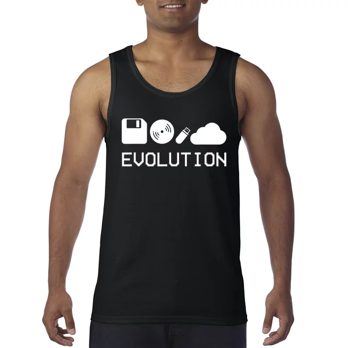 Technology Evolution Floppy Disk To The Cloud Tank Top