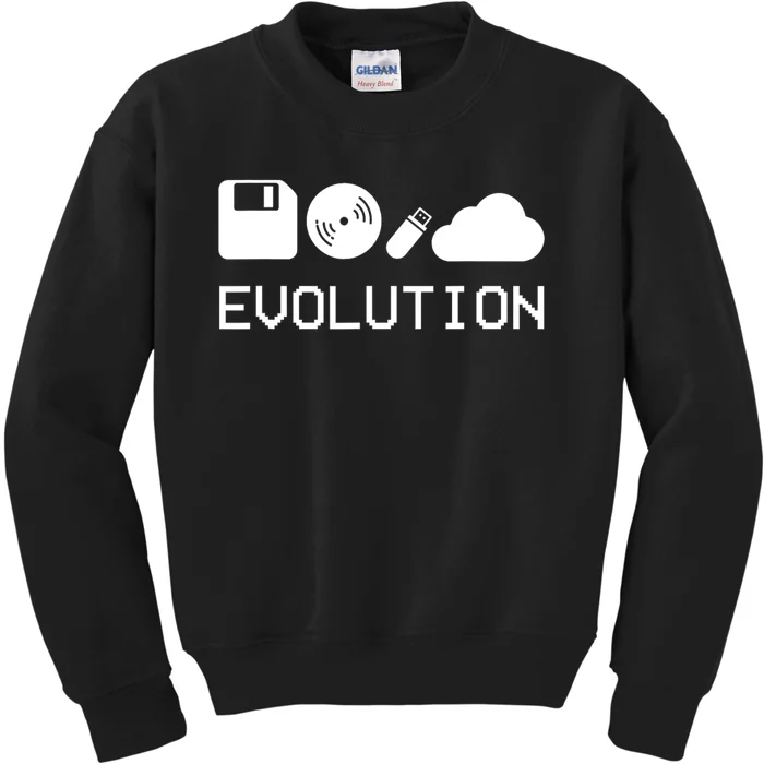 Technology Evolution Floppy Disk To The Cloud Kids Sweatshirt