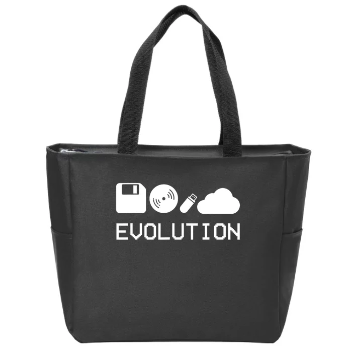 Technology Evolution Floppy Disk To The Cloud Zip Tote Bag